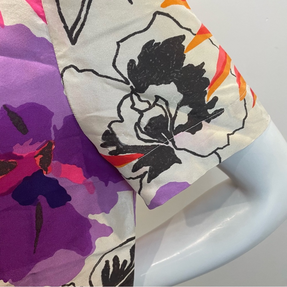 KATE SPADE Live Colorfully Pink Purple Floral Silk Top Blouse - Picture 4 of 11
